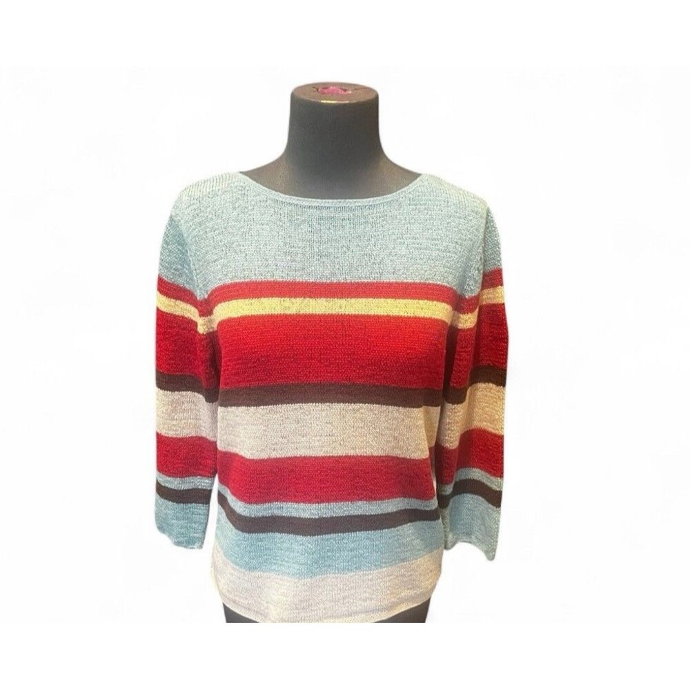 Vintage Pendleton Sweater L Colorful Stripe Pattern Casual Round Neck 90’s